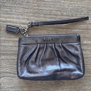 COACH silver gray wristlet